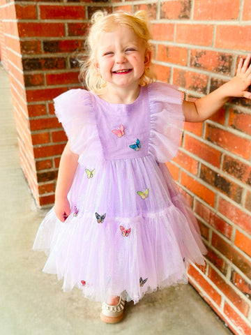 Butterfly Iridescent Tulle Dress | Lilac