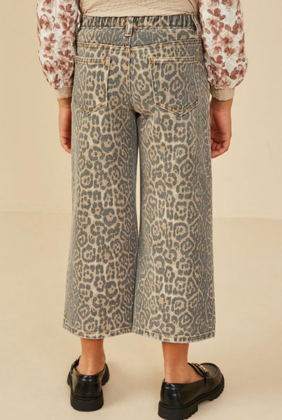 Washed Leopard Print Relaxed Fit Denim