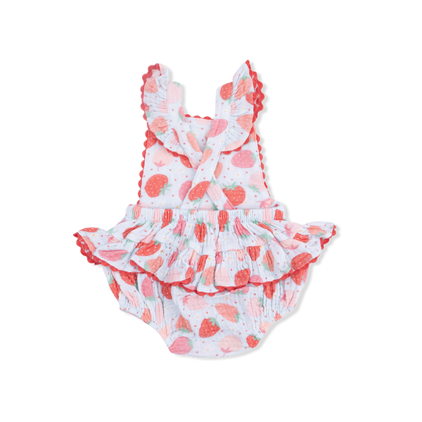 Ric-Rac Ruffle Sunsuit | Strawberry Bliss