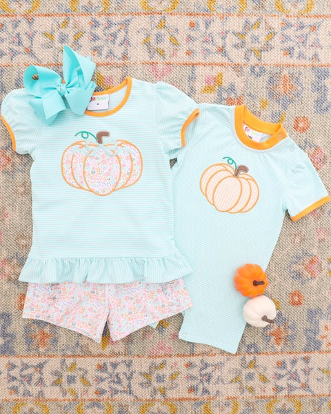Pumpkin Patch Petals Appliqué Ruffle Short Set