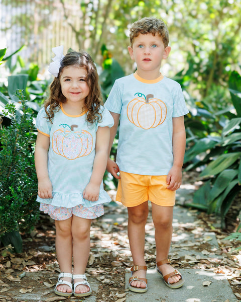 Pumpkin Patch Petals Appliqué Ruffle Short Set
