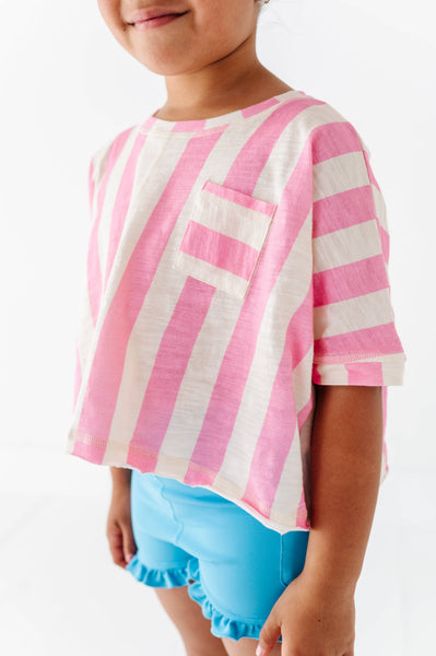 Boxy Crop Tee | Cotton Candy Stripe