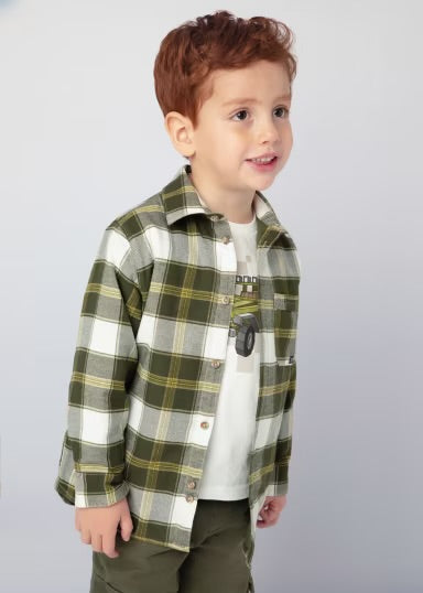 Plaid Lined Overshirt | Moss