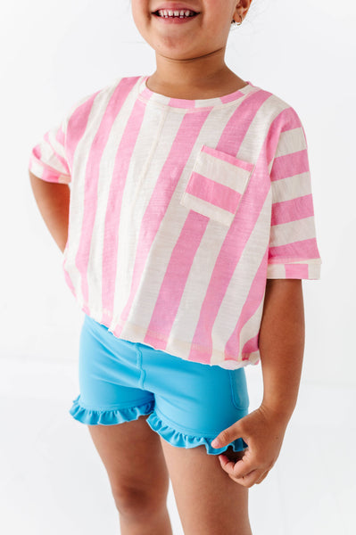 Boxy Crop Tee | Cotton Candy Stripe