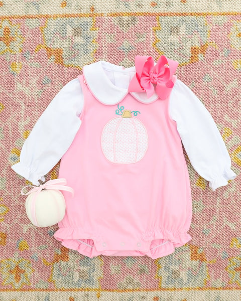 Pretty in Pink Pumpkin Bubble w/ Peter Pan Collar Top