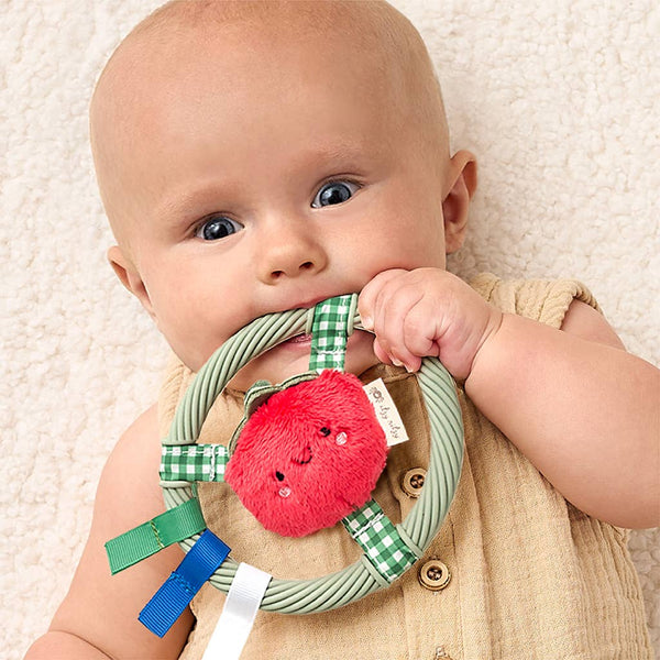 Itzy Ring Pal™ - Teething Ring with Plush Character | Taupe Bear