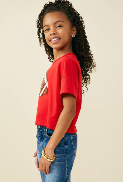 Gameday Sequin Football Patch Tee | Red