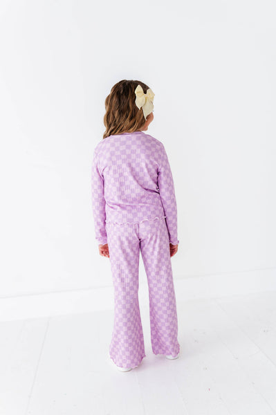 Ribbed Set | Preppy Purple Check