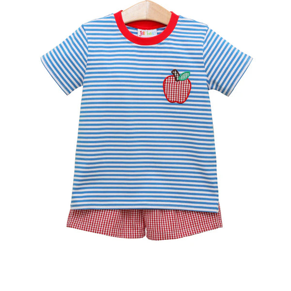 Apple Pocket Appliqué Short Set