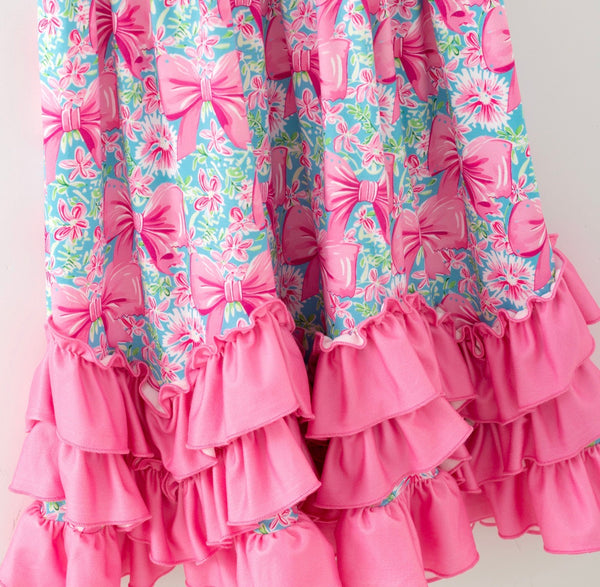 Aqua Spring Ribbon Maxie Dress