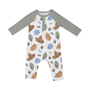 Raglan Henley Romper | Cuddly Leaves