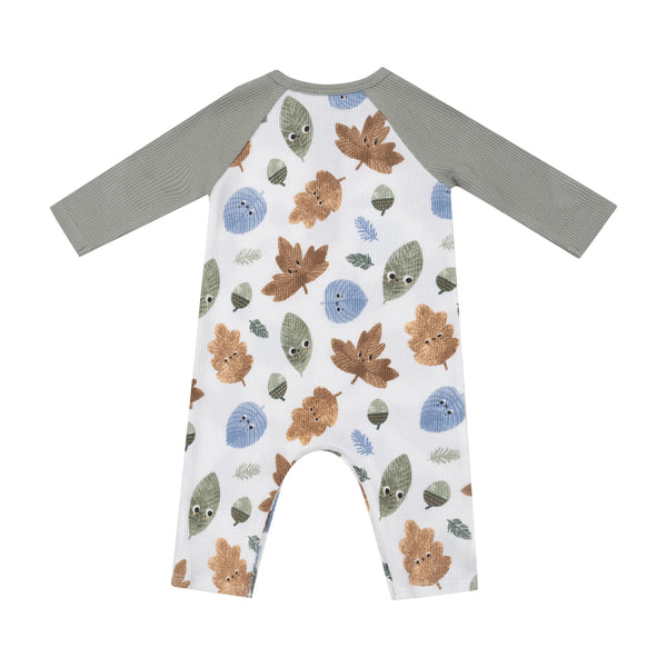 Raglan Henley Romper | Cuddly Leaves