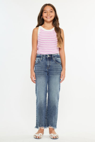 High Rise Slim Straight Denim Jeans | Dark Wash