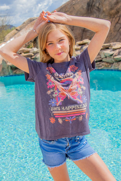 Find Your Own Happiness Butterfly Graphic Tee | Asphalt