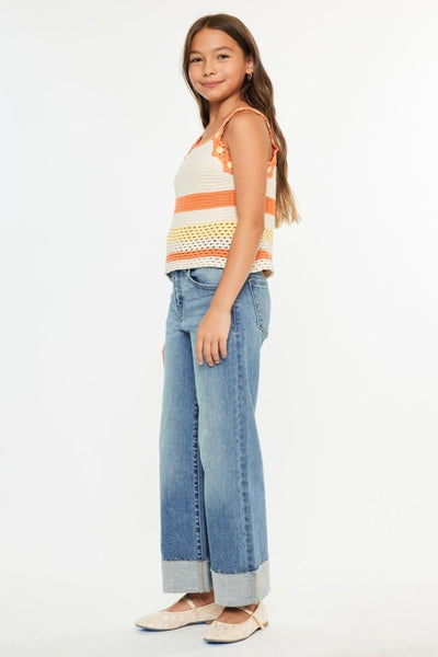 High Rise Crop Wide Leg Jeans | Medium Wash