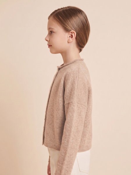 Taupe Rolled Neck Cardigan