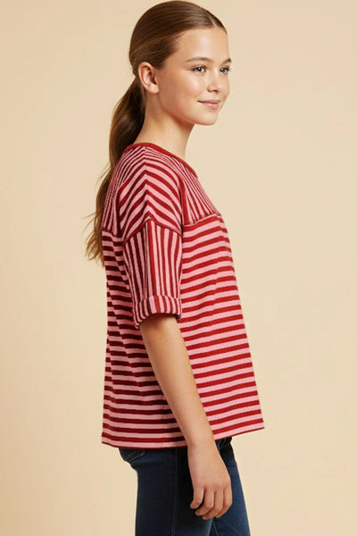 Striped Tee | Red Mix