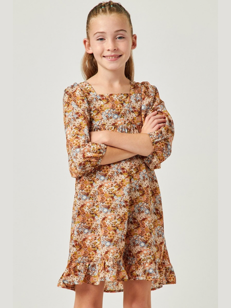 Floral Print Ruffle Hem Dress