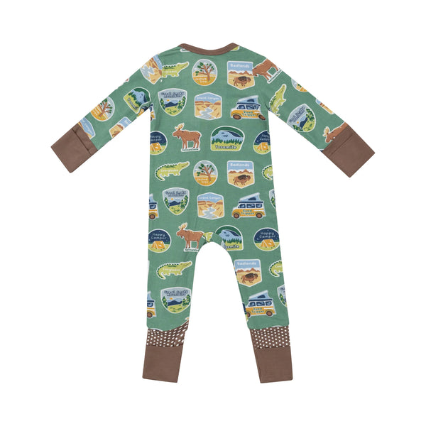 2-Way Zipper Romper | National Park Stickers