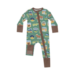 2-Way Zipper Romper | National Park Stickers