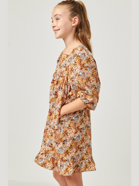 Floral Print Ruffle Hem Dress