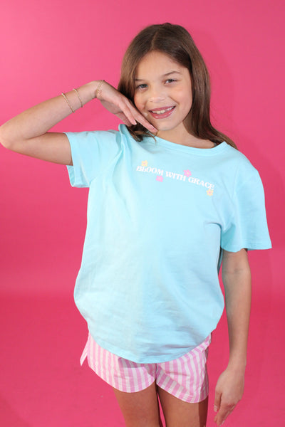 Bloom With Grace Embroidered Graphic Tee | Tanager Turquoise