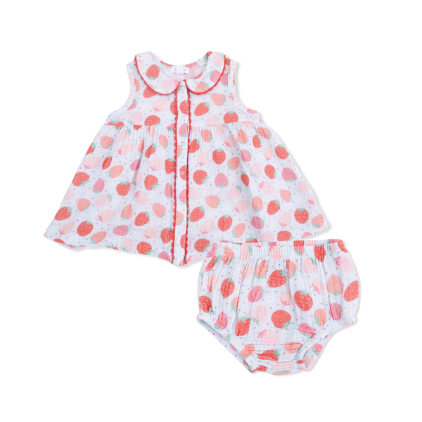 Jill Dress Sleeveless w/Bloomer| Strawberry Bliss