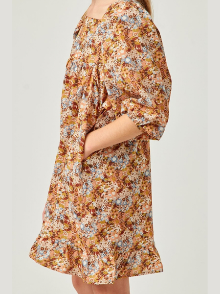 Floral Print Ruffle Hem Dress