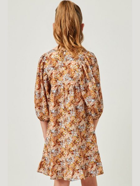 Floral Print Ruffle Hem Dress