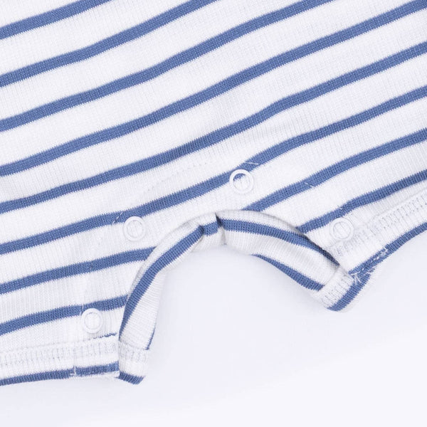 Henley Shortie Romper | Navy Stripe