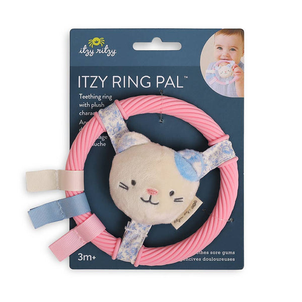 Itzy Ring Pal™ - Teething Ring with Plush Character | Pink Kitty