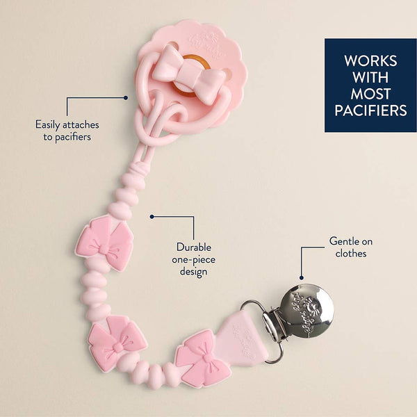 Itzy Paci Strap Plus™ | Pink Bows