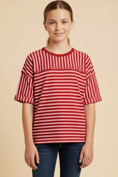 Striped Tee | Red Mix