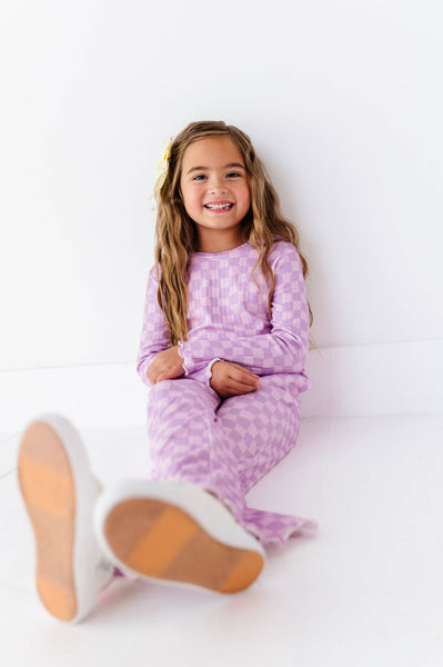 Ribbed Set | Preppy Purple Check