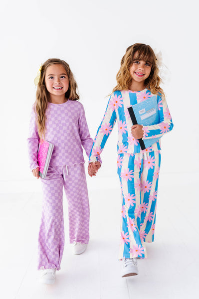 Ribbed Set | Preppy Purple Check