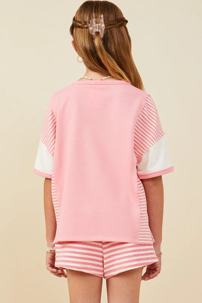 Colorblock Striped Top | Pink