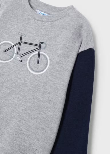 Bicycle Embroidered L/S Tee | Ash