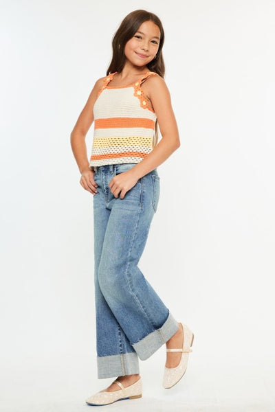 High Rise Crop Wide Leg Jeans | Medium Wash