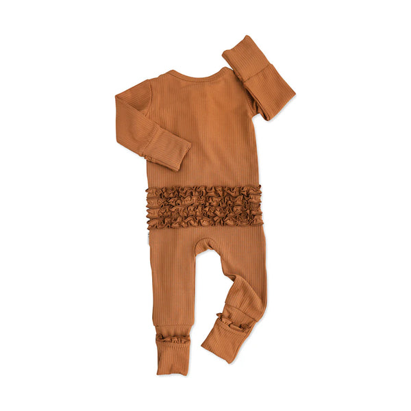 Rory Caramel Ruffle Zip