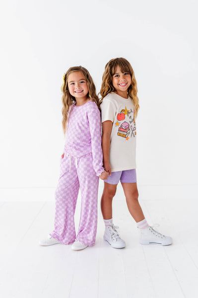 Ribbed Set | Preppy Purple Check
