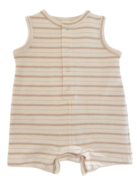 Organic Shortie Romper | Biscuit Mixed Stipe