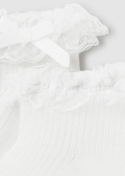 Lace Top Socks | White