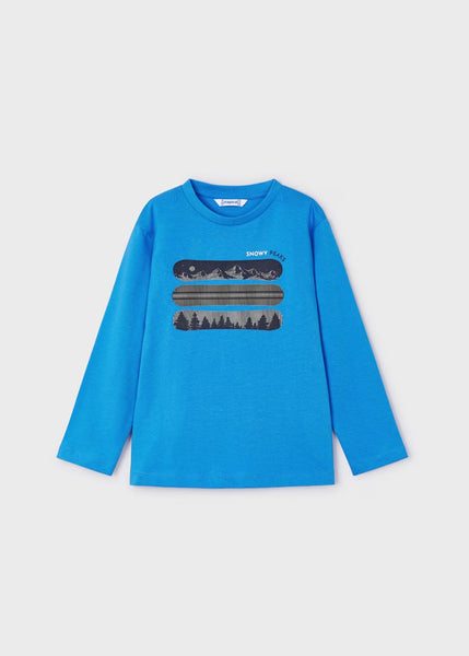 Snowy Peaks L/S Lenticular Graphic Tee | Cerulean