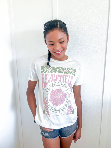 Beautiful Rose Floral Graphic Tee | Gardenia