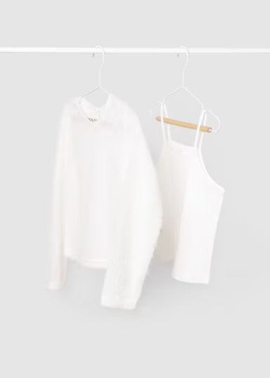 Sweater Top with Undershirt | Off White