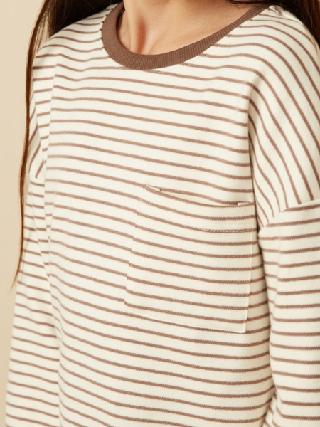 Taupe Ultra Soft Striped Top