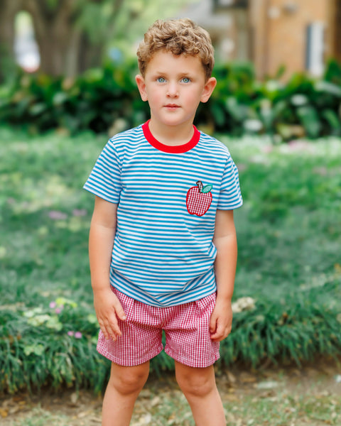 Apple Pocket Appliqué Short Set