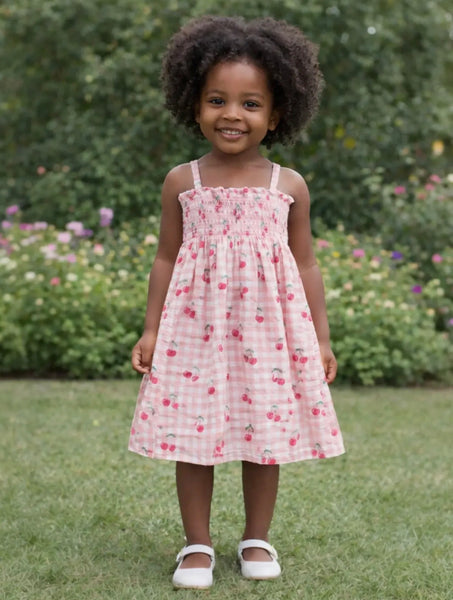 Muslin Smocked Tube Dress | Gingham Cherries