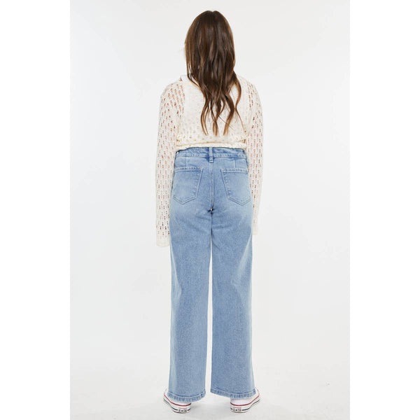 Kan Can High Rise Wide Leg Denim Jeans | Light Wash