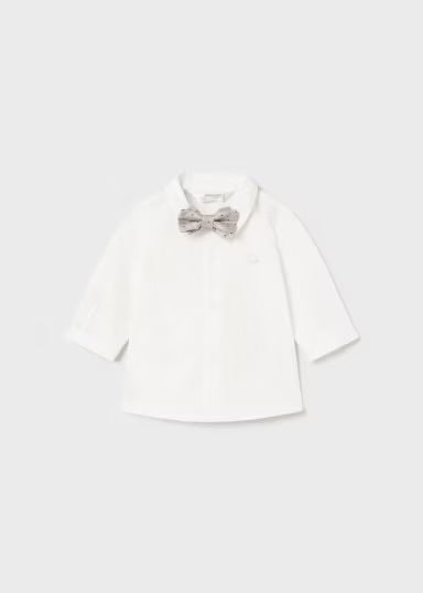 Button-Down Shirt with Bow Tie | Off White